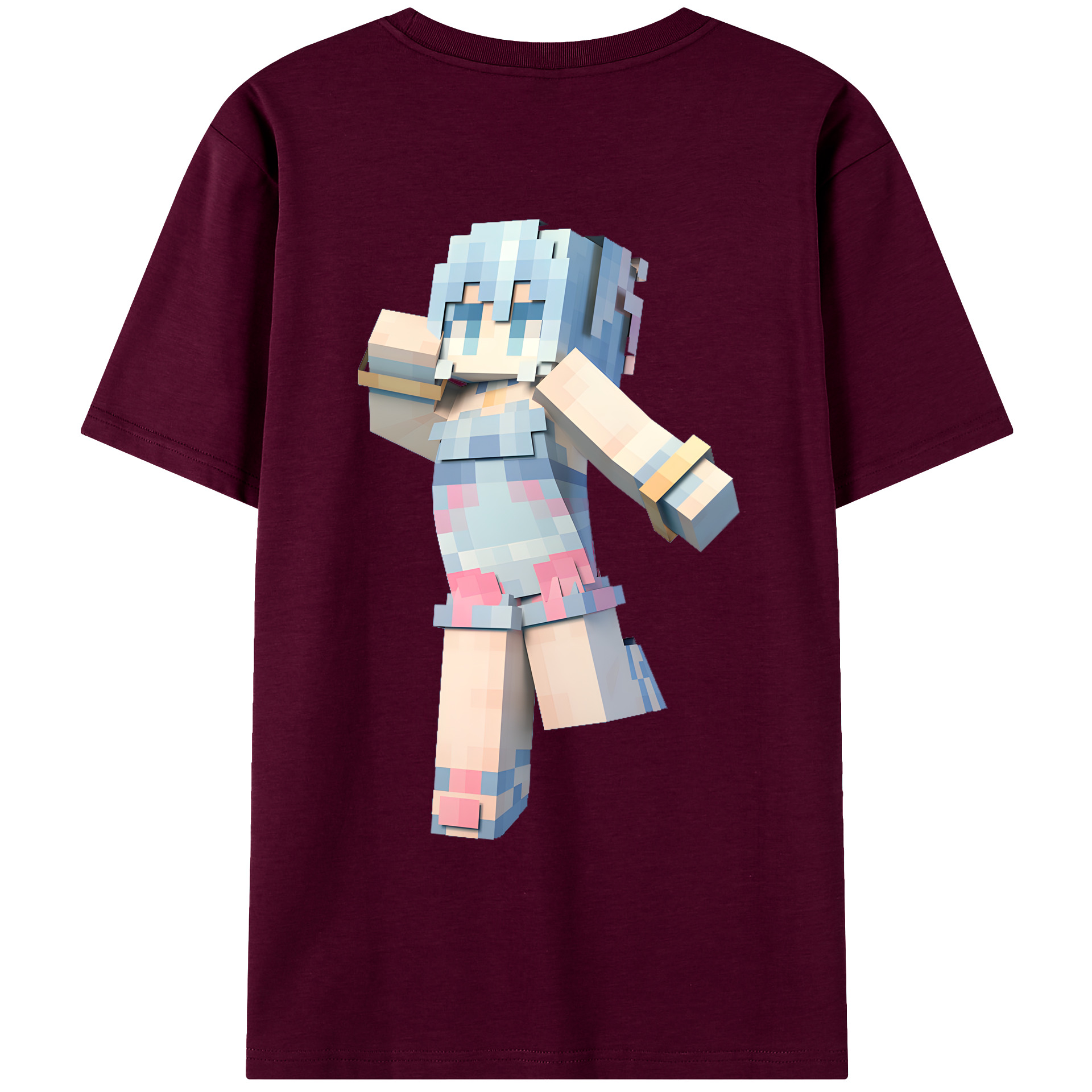 （画像用） マインクラフト ブロックの世界 Minecraft MC Block world レディース半袖Tシャツ(バックプリント)